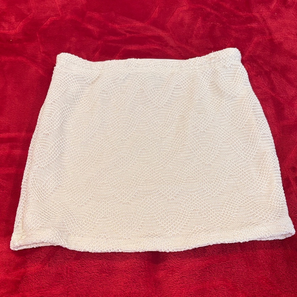 SHEIN Cream Textured Mini Skirt